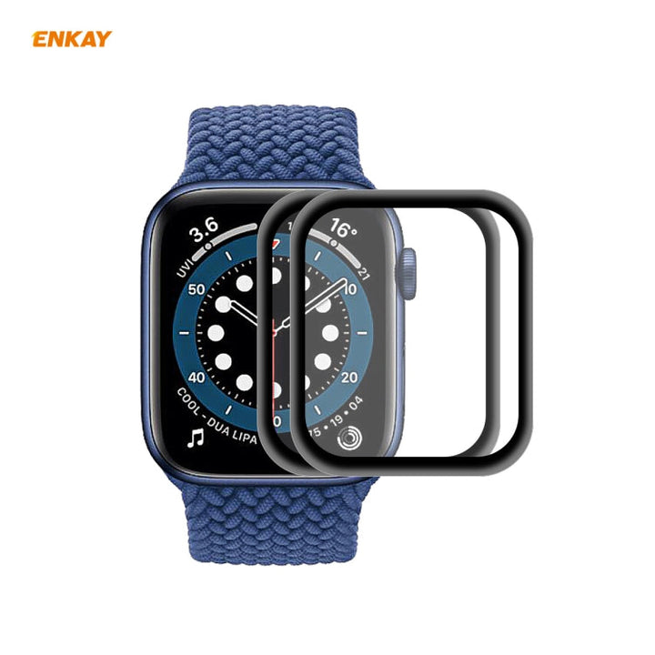 Lisslune | For Apple Watch 6/5/4/SE 40mm 2 pieces ENKAY Hat-Prince 0.2mm 9H surface hardness 3D explosion-proof aluminum alloy edge full screen tempered glass protective film