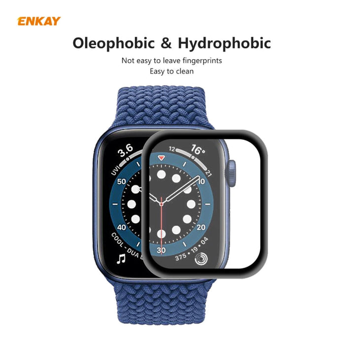 Lisslune | For Apple Watch 6/5/4/SE 44mm 10 pieces ENKAY Hat-Prince 0.2 mm 9H surface hardness 3D explosion-proof aluminum alloy border full-screen tempered glass protective film