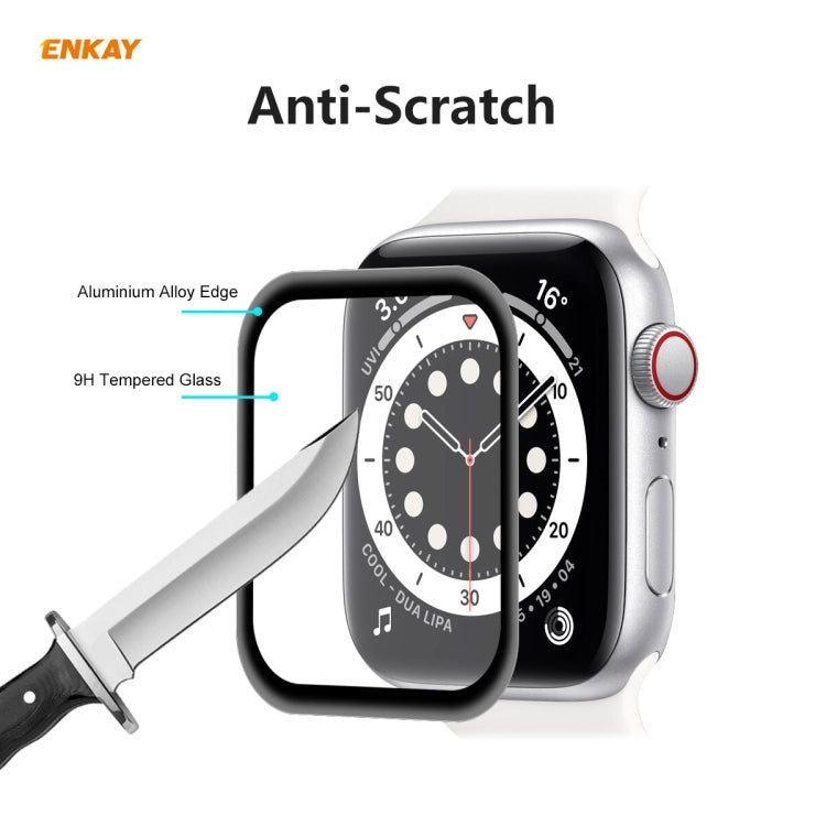 Lisslune | For Apple Watch 6/5/4/SE 44mm 10 pieces ENKAY Hat-Prince 0.2 mm 9H surface hardness 3D explosion-proof aluminum alloy border full-screen tempered glass protective film