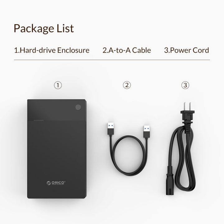 Lisslune | ORICO 3599U3 2.5 / 3.5-Inch Portable Hard Drive Enclosure, EU Plug
