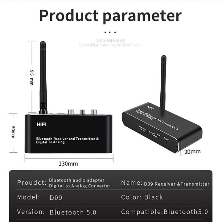 Lisslune | ZS-SGD09 3 in 1 Digital to Analog Bluetooth 5.0 Receiver & Transmitter