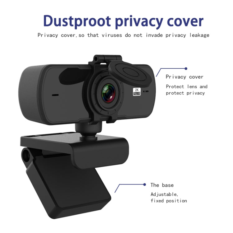 Lisslune | C5 4 Million Pixels Autofocus 2K Full HD Webcam 360 Degree Rotation USB Driver-Free Live Streaming Webcam with Microphone