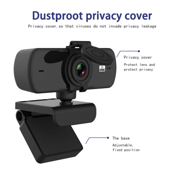Lisslune | C5 4 Million Pixels Autofocus 2K Full HD Webcam 360 Degree Rotation USB Driver-Free Live Streaming Webcam with Microphone