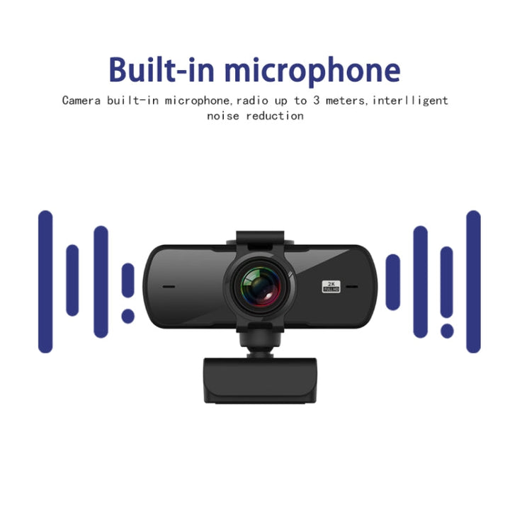 Lisslune | C5 4 Million Pixels Autofocus 2K Full HD Webcam 360 Degree Rotation USB Driver-Free Live Streaming Webcam with Microphone