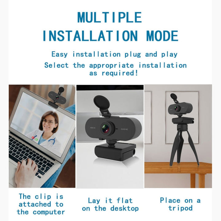 Lisslune | B1 4 million pixels 2K resolution HD 1080P 360-degree rotation webcam with microphone & tripod