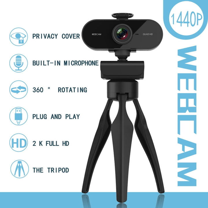 Lisslune | B1 4 million pixels 2K resolution HD 1080P 360-degree rotation webcam with microphone & tripod