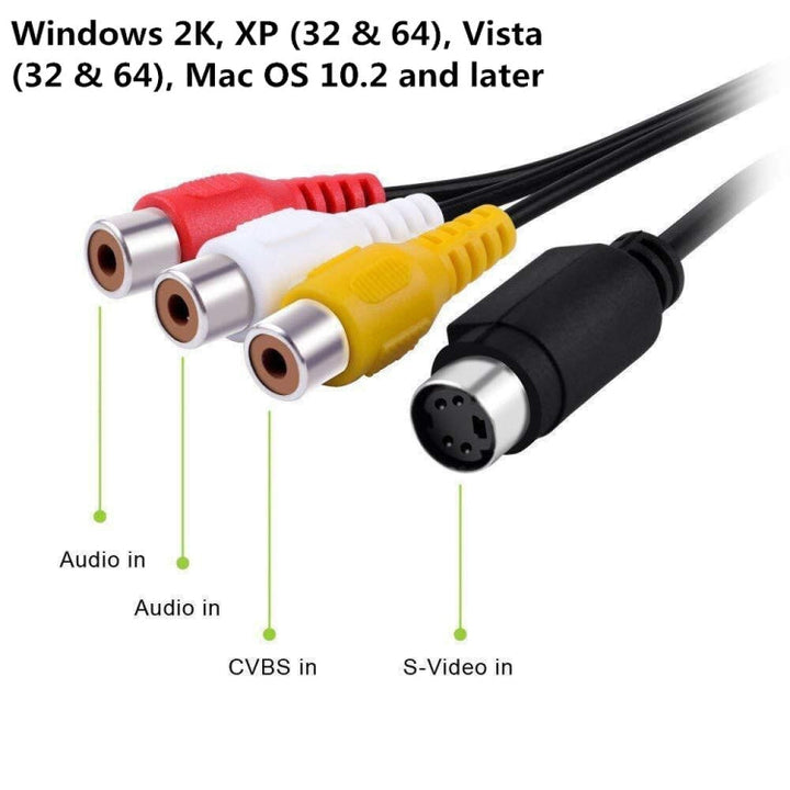 Lisslune | USB to RCA Cable 60+ Supports Vista 64 / Win 7 / Win 8 / Win 10 / Mac OS