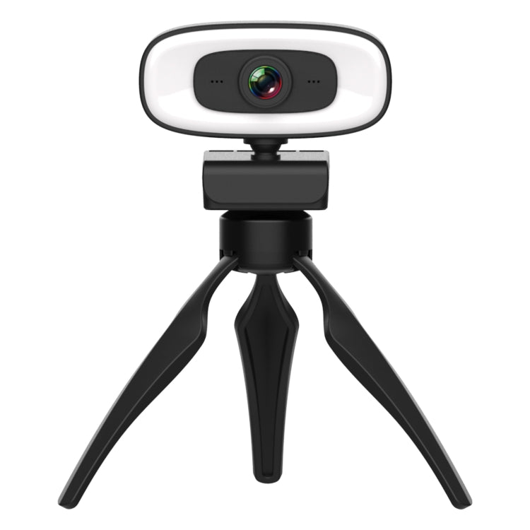 Lisslune | C10 2K HD Without Distortion 360 Degrees Rotatable Three-Speed Fill Light USB Free Drive Webcams, Built-in Clear Sound Microphone