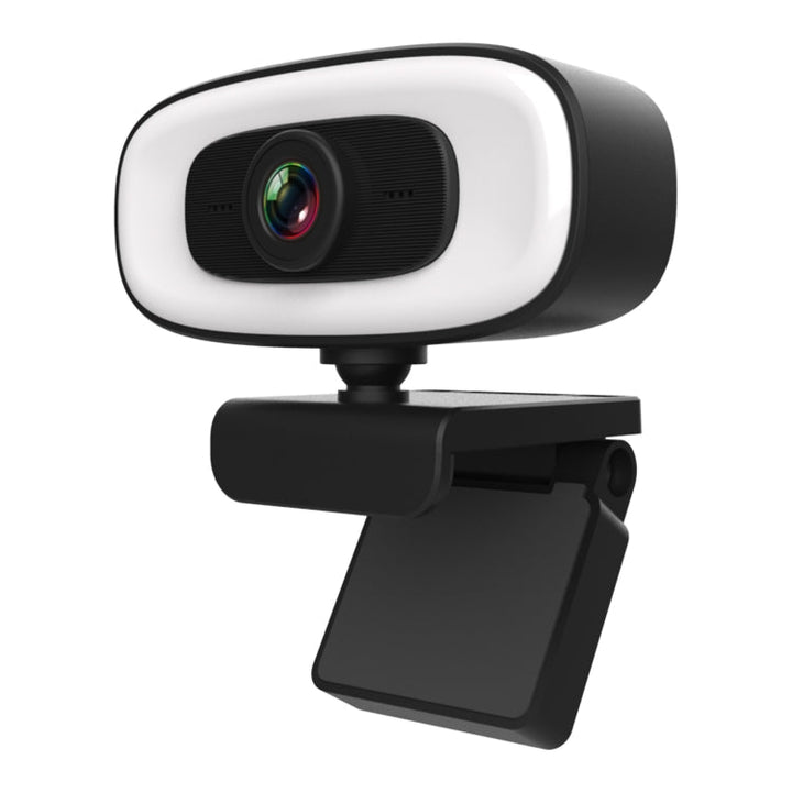 Lisslune | C10 2K HD Without Distortion 360 Degrees Rotatable Three-Speed Fill Light USB Free Drive Webcams, Built-in Clear Sound Microphone