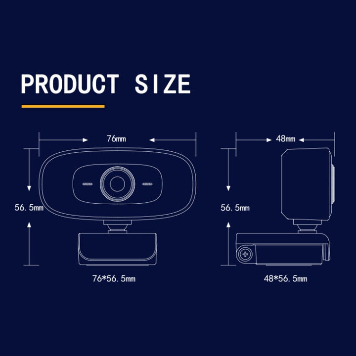 Lisslune | C10 2K HD Without Distortion 360 Degrees Rotatable Three-Speed Fill Light USB Free Drive Webcams, Built-in Clear Sound Microphone