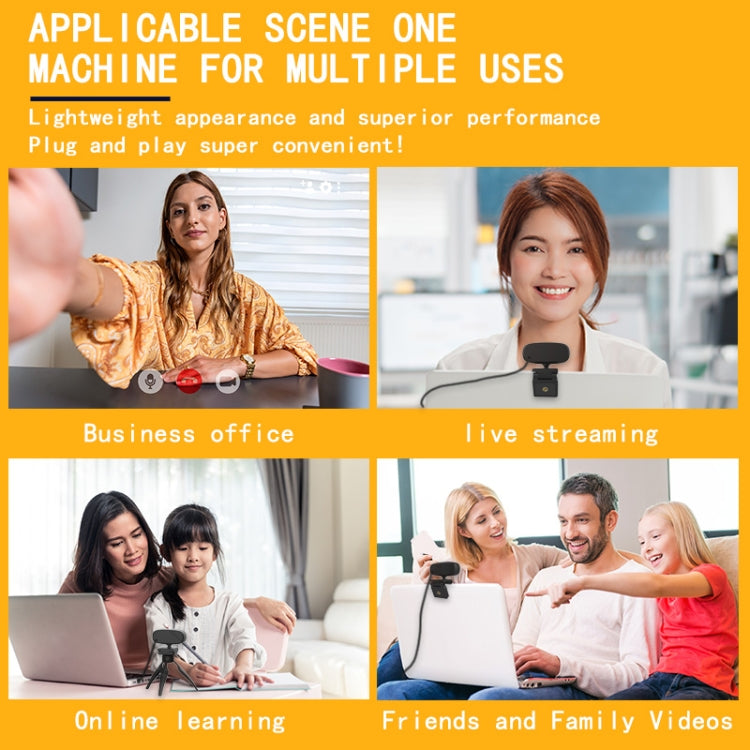 Lisslune | C10 2K HD Without Distortion 360 Degrees Rotatable Three-Speed Fill Light USB Free Drive Webcams, Built-in Clear Sound Microphone