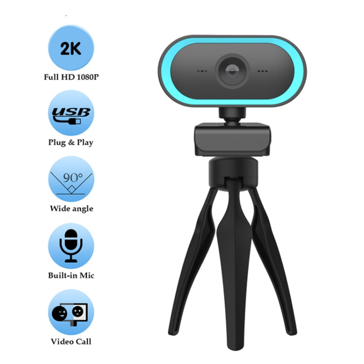 Lisslune | C11 2K image quality HD without distortion 360-degree rotation built-in microphone clear sound webcams with tripod (Orange)