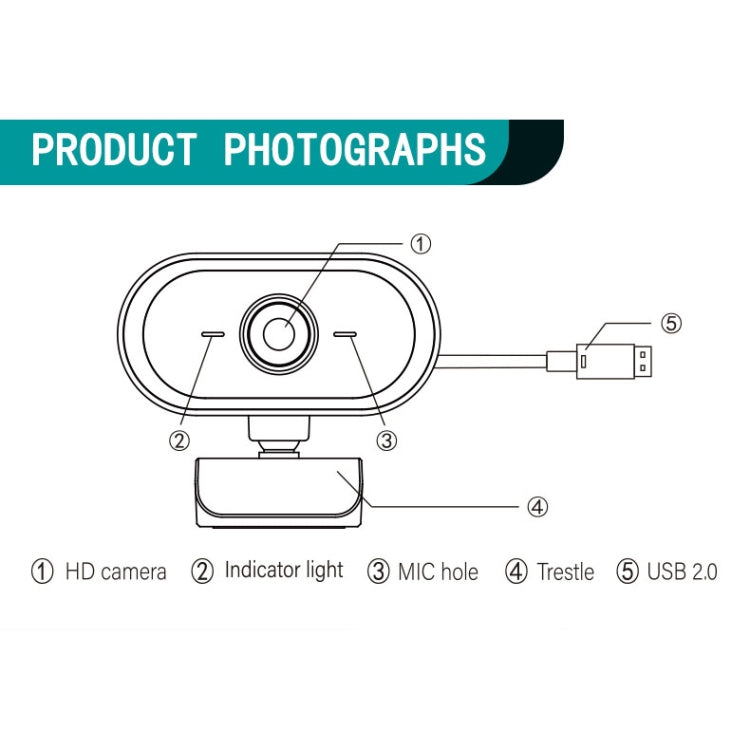 Lisslune | C11 2K Image Quality HD without Distortion 360 Degree Rotation Built-in Microphone Clear Sound Webcams with Tripod (Blue)