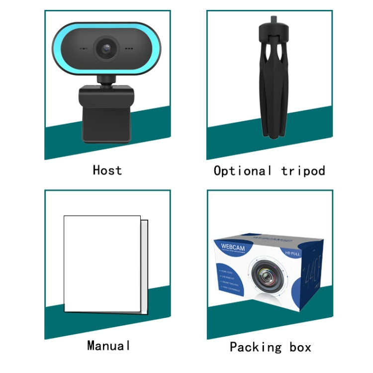Lisslune | C11 2K Image Quality HD without Distortion 360 Degree Rotation Built-in Microphone Clear Sound Webcams with Tripod (Blue)