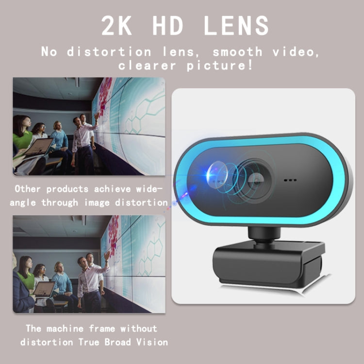 Lisslune | C11 2K Image Quality HD without Distortion 360 Degree Rotation Built-in Microphone Clear Sound Webcams with Tripod (Blue)