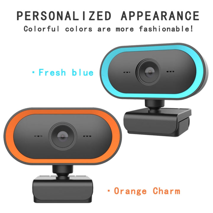 Lisslune | C11 2K image quality HD without distortion 360-degree rotation built-in microphone clear sound webcams with tripod (Orange)