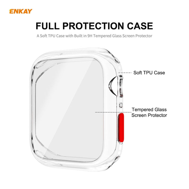 Lisslune | ENKAY Hat-prince Full Protection TPU Case + Tempered Glass Protection for Apple Watch Series 6 / 5 / 4 / SE 44mm (Transparent)