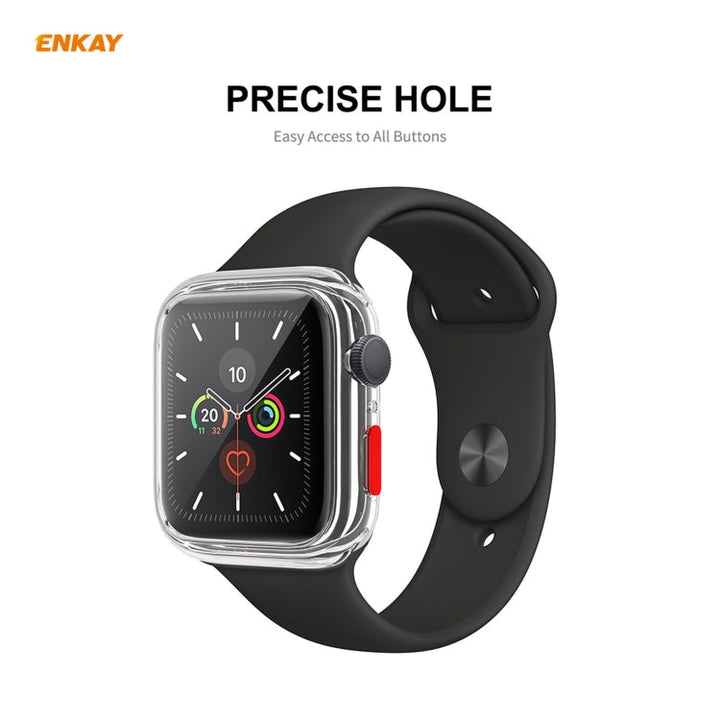 Lisslune | ENKAY Hat-prince Full Protection TPU Case + Tempered Glass Protection for Apple Watch Series 6 / 5 / 4 / SE 44mm (Transparent)