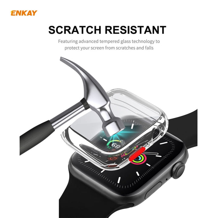 Lisslune | ENKAY Hat-prince Full Protection TPU Case + Tempered Glass Protection for Apple Watch Series 6 / 5 / 4 / SE 44mm (Transparent)