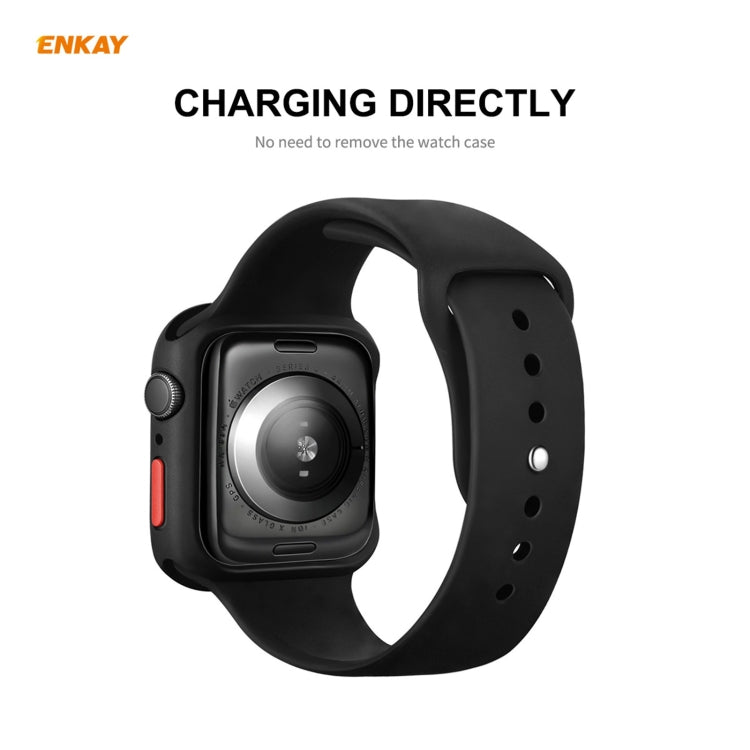 Lisslune | ENKAY Hat-prince Full Protection TPU Case + Tempered Glass Protection for Apple Watch Series 6 / 5 / 4 / SE 44mm (Black)