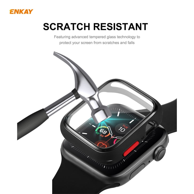 Lisslune | ENKAY Hat-prince Full Protection TPU Case + Tempered Glass Protection for Apple Watch Series 6 / 5 / 4 / SE 44mm (Black)