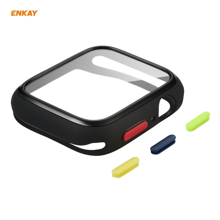 Lisslune | ENKAY Hat-prince Full Coverage TPU Case + Tempered Glass Protector for Apple Watch Series 6 / 5 / 4 / SE 40mm (Black)