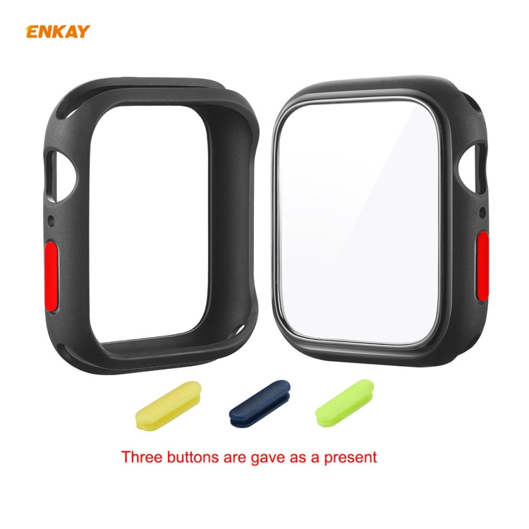 Lisslune | ENKAY Hat-prince Full Coverage TPU Case + Tempered Glass Protector for Apple Watch Series 6 / 5 / 4 / SE 40mm (Black)