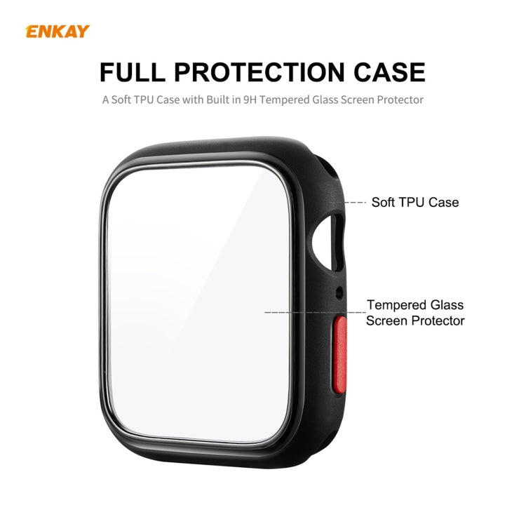 Lisslune | ENKAY Hat-prince Full Coverage TPU Case + Tempered Glass Protector for Apple Watch Series 6 / 5 / 4 / SE 40mm (Black)