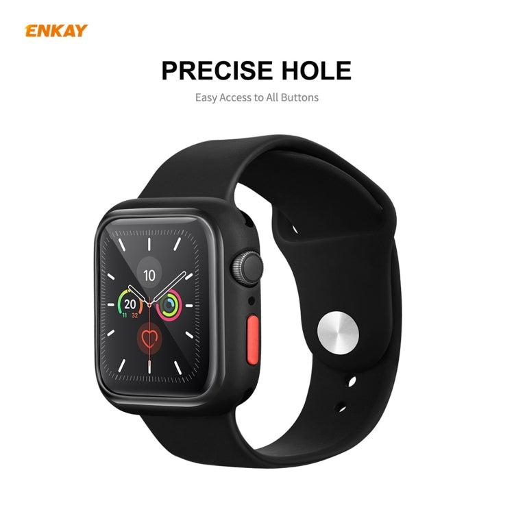 Lisslune | ENKAY Hat-prince Full Coverage TPU Case + Tempered Glass Protector for Apple Watch Series 6 / 5 / 4 / SE 40mm (Black)