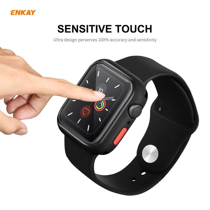 Lisslune | ENKAY Hat-prince Full Coverage TPU Case + Tempered Glass Protector for Apple Watch Series 6 / 5 / 4 / SE 40mm (Black)