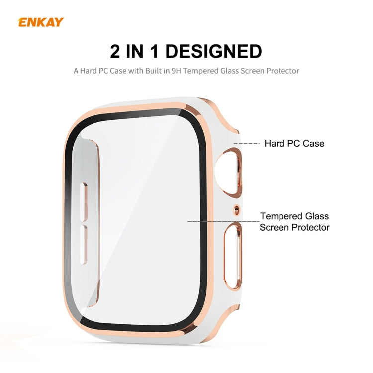 Lisslune | ENKAY Hat-Prince Full Protection Electroplated PC Case + Tempered Glass Protection for Apple Watch Series 6 / 5 / 4 / SE 44mm (Black+Champagne)