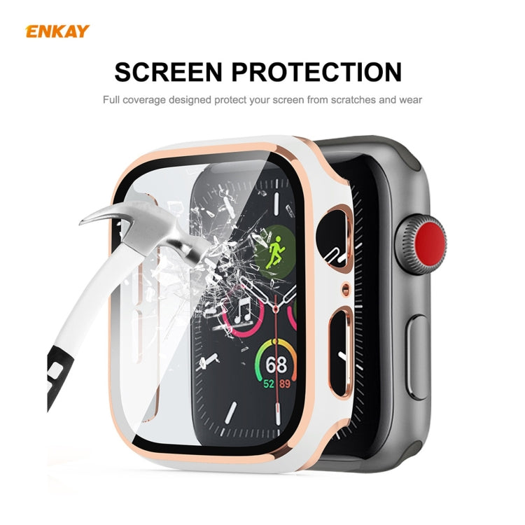 Lisslune | ENKAY Hat-Prince Complete coverage electroplated PC case + tempered glass protection for Apple Watch Series 6 / 5 / 4 / SE 44mm (Black+Silver)