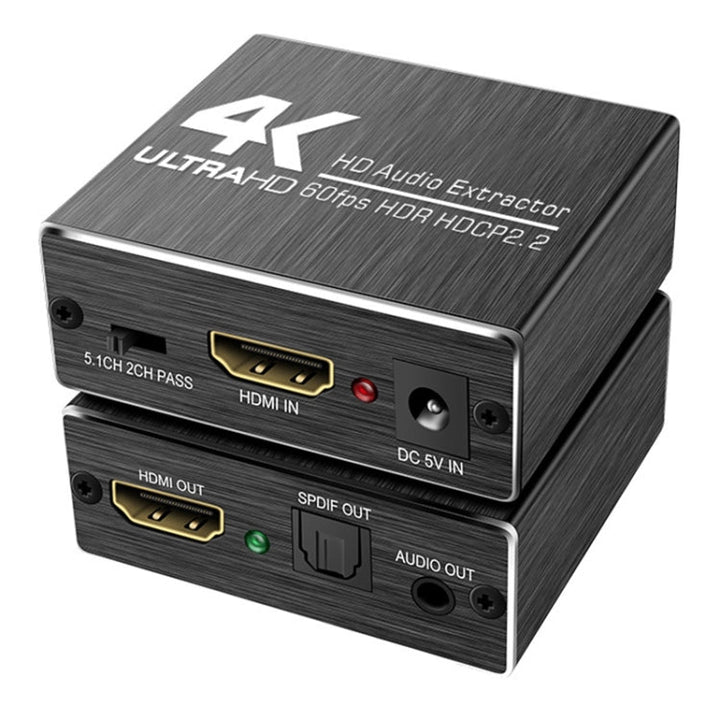 Lisslune | AY78V20 4K 60Hz HDMI 2.0 Audio Splitter 5.1 ARC HD-MI Audio Extractor HDCP 2.2 HDR10 Audio Converter 4K HD-MI Optical TOSLINK SPDIF