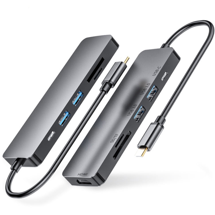 Lisslune | 6 in 1 Type C to HDMI + USB 3.0 + Type C + SD/TF Docking Station Multifunctional HUB