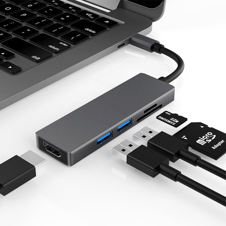 Lisslune | 5 in 1 Type-c to HDMI + 2 x USB 3.0 + SD / TF card slot HUB adapter