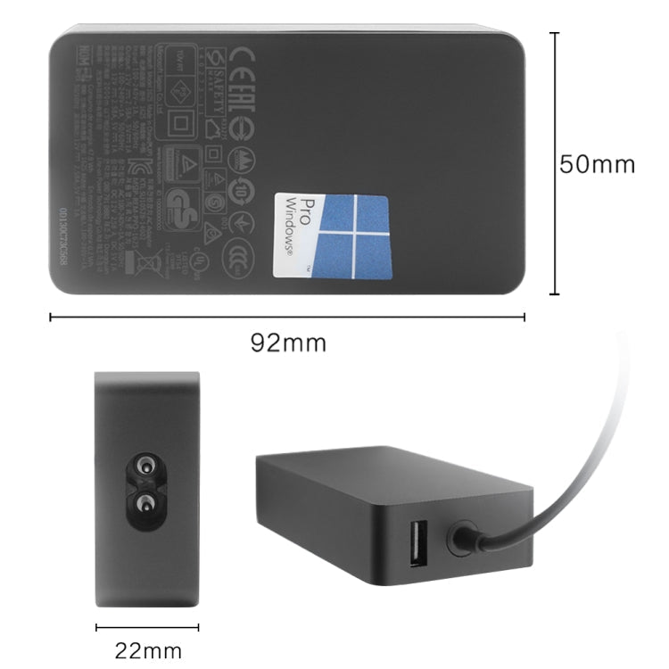 Lisslune | 36W 12V 2.58A / 5V 1A AC Adapter Charger for Microsoft Surface Pro 3 / 4, US Plug