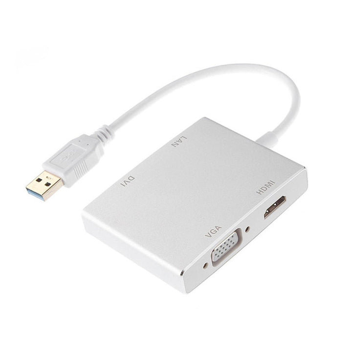 Lisslune | WS-03 4 in 1 USB 3.0 to VGA + HDMI + DVI + RJ45 Network Adapter Ethernet Converter