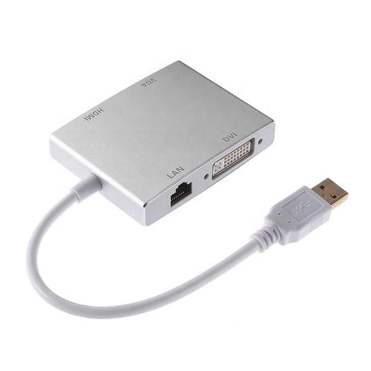 Lisslune | WS-03 4 in 1 USB 3.0 to VGA + HDMI + DVI + RJ45 Network Adapter Ethernet Converter