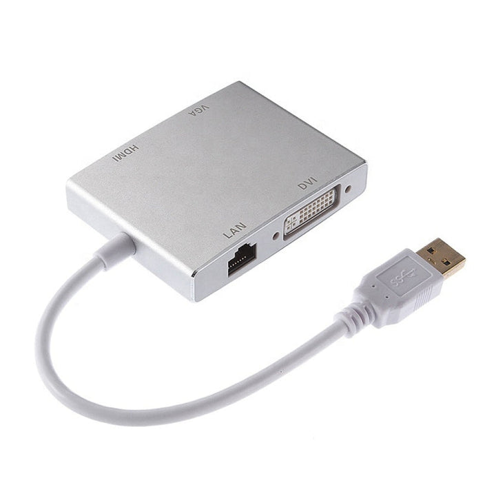 Lisslune | WS-03 4 in 1 USB 3.0 to VGA + HDMI + DVI + RJ45 Network Adapter Ethernet Converter