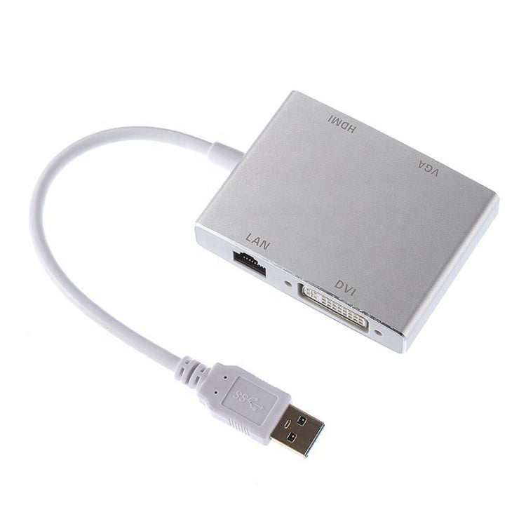 Lisslune | WS-03 4 in 1 USB 3.0 to VGA + HDMI + DVI + RJ45 Network Adapter Ethernet Converter