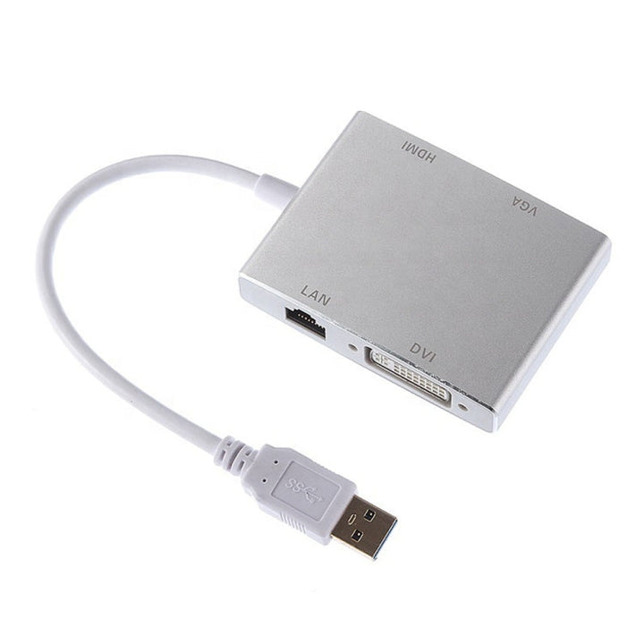 Lisslune | WS-03 4 in 1 USB 3.0 to VGA + HDMI + DVI + RJ45 Network Adapter Ethernet Converter