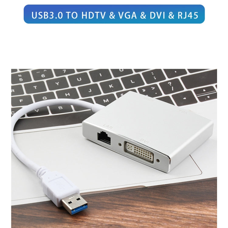 Lisslune | WS-03 4 in 1 USB 3.0 to VGA + HDMI + DVI + RJ45 Network Adapter Ethernet Converter