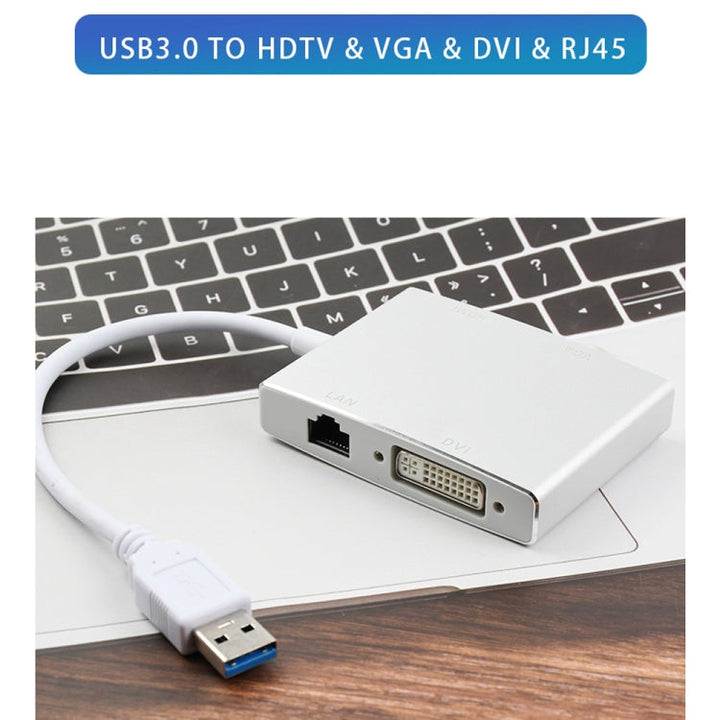 Lisslune | WS-03 4 in 1 USB 3.0 to VGA + HDMI + DVI + RJ45 Network Adapter Ethernet Converter