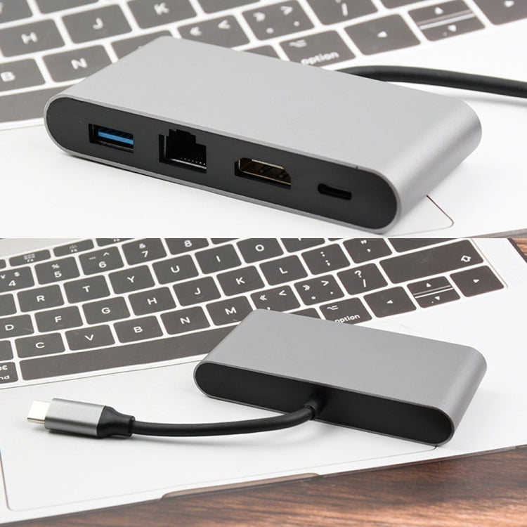 Lisslune | WS-07 Type-C 3.1 to RJ45 + HDMI + USB3.0 + PD 4-in-1 Converter Multifunctional Docking Station