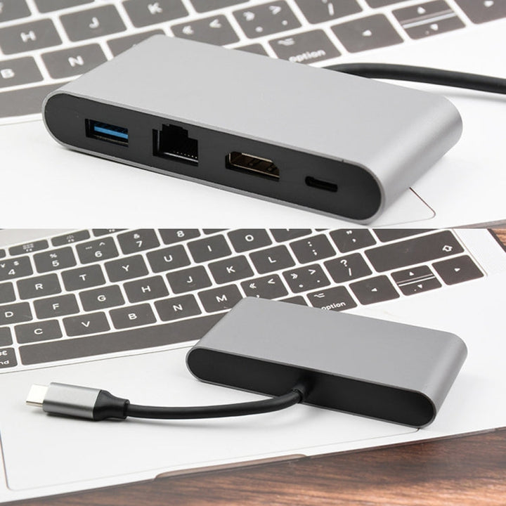 Lisslune | WS-07 Type-C 3.1 to RJ45 + HDMI + USB3.0 + PD 4-in-1 Converter Multifunctional Docking Station