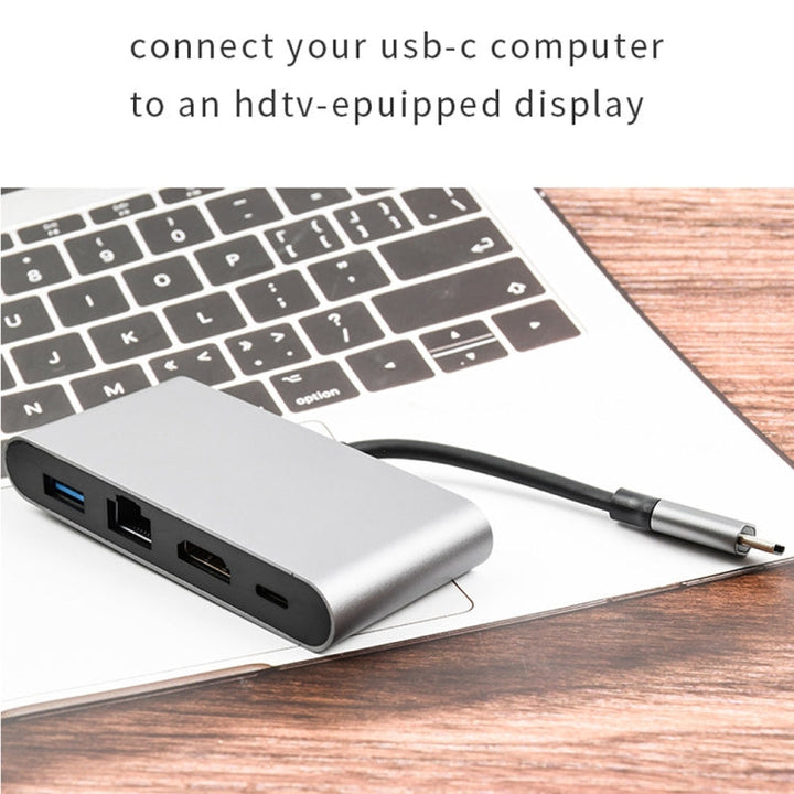 Lisslune | WS-07 Type-C 3.1 to RJ45 + HDMI + USB3.0 + PD 4-in-1 Converter Multifunctional Docking Station