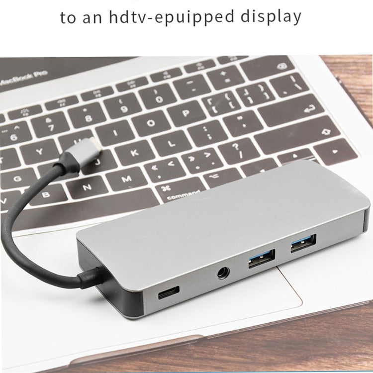 Lisslune | WS-06 9 in 1 Type-C to RJ45 + VGA + PD + HDMI + SD + TF + Audio 3.5mm + 2 x USB3.0 HUB Adapter