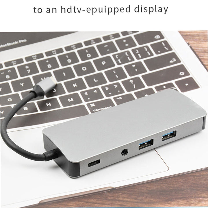 Lisslune | WS-06 9 in 1 Type-C to RJ45 + VGA + PD + HDMI + SD + TF + Audio 3.5mm + 2 x USB3.0 HUB Adapter