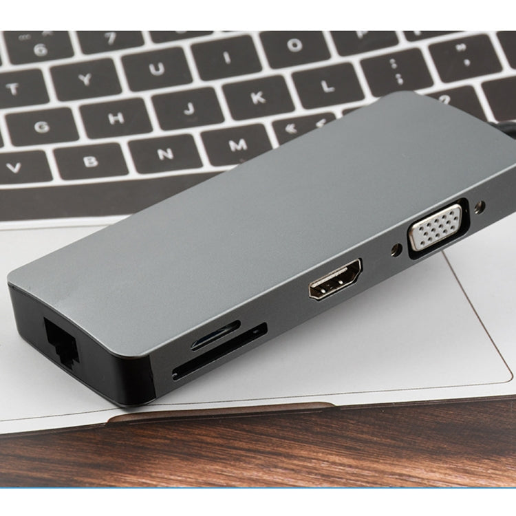 Lisslune | WS-11 8 in 1 Type-C to HDMI + VGA + SD + TF + RJ45 + PD + 2 x USB3.0 HUB Adapter Converter
