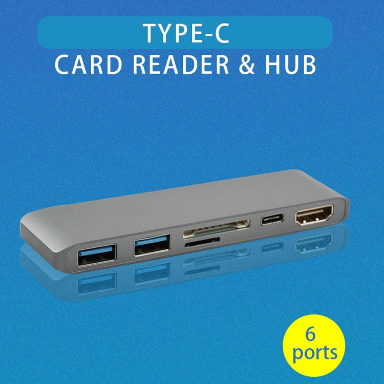 Lisslune | WS-15 6 in 1 Type-C to HDMI + USB 3.0 x 2 + SD + TF + PD HUB Converter